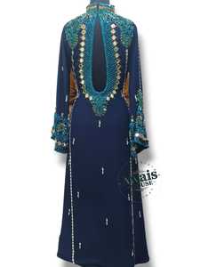 Awais House Women's Maroon Embroidered Organza Modest Floor-Length Abaya Beading Sheer Layer Full Sleeve Sweetheart Middle East - Product Image 5