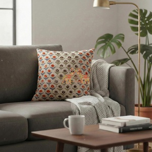 Funda de Cojín Estampada Floral de Algodón Hecha a Mano, para Sofá, Sala de Estar, Gran Venta - Product Image 3