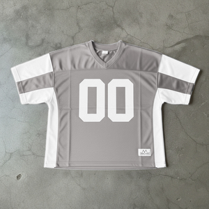 Hip Hop Streetwear Mens Clothing Manufacturer Boxy Cropped T-shirt Sport Jersey <b>Mesh</b> Custom <b>Screen</b> Print Boxy Jersey Tshirt - Product Image 2