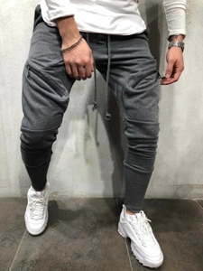Men’s Fashion Jogger Pants Slim Fit Casual <b>Trousers</b> 100% Cotton Zipper Pocket Street Style <b>Drawstring</b> Waist Eco Friendly - Product Image 5