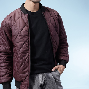 <b>Men's</b> Black Puffer <b>Jacket</b> Windproof Zipper Closure Casual Solid Color Polyester Filling Autumn Wear bomber varsity quilted - Product Image 3