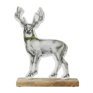 Handmade Wooden Deer <b>Figure</b> <b>Christmas</b> Decoration Rustic Tabletop Sculpture for Living Room Animal Theme Art - Product Image 2