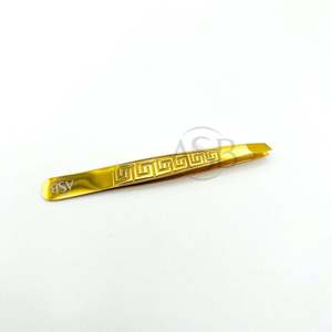 Pinzas de Punta Inclinada de Nuevo Diseño 2026, Pinzas para Cejas de Acero Inoxidable con Logotipo Personalizado Chapado en Oro, OEM - Product Image 2