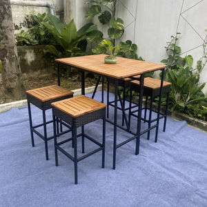 BS00028 Juego de Muebles de Comedor Modernos para Exterior, Juego de Mesa Bistro de Mimbre y Ratán, 4 Piezas, para Sala de Estar, Directo de Fábrica en Vietnam - Product Image 1