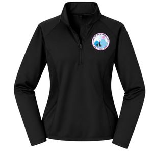 Jack and Jill Women Quarter Zip Pullover <b>Black</b> <b>Long</b> Sleeve Stand Collar Lightweight Performance Casual Sportswear <b>Top</b> - Product Image 1