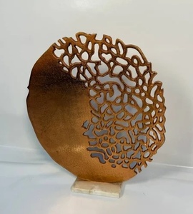 Artistic Silver Plated Filigree Disc Sculpture Black Stone Base Modern Handmade Birthday Table Decor Home Office Art <b>Gift</b> - Product Image 4