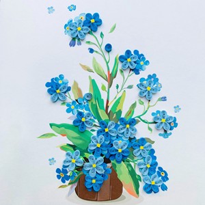 Quilling <b>Card</b> Blue Flower Vase Handmade Greeting <b>Card</b> With Envelope Blue Floral Arrangement Quilled <b>Card</b> Special For <b>Occasions</b> - Product Image 1