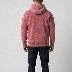 Sweat à capuche d'hiver personnalisé de haute qualité, délavé à l'acide, 100% coton, polaire léger, couleur unie, écologique, séchage rapide, respirant, avec poche intégrée - Product Image 3
