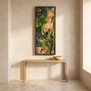 Tapiz de madera esmeralda, arte de pared, panel de naturaleza con contorno de musgo y bosque invernal, escultura de pared con efecto mirasur de madera y musgo, Bosque - Product Image 2