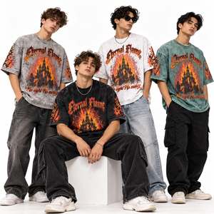 T-shirt Homme Eternal Flame Coupe Classique Design Uni Manches Courtes Col Rond Style Urbain Coton Jersey Longueur Standard Séchage Rapide - Product Image 1