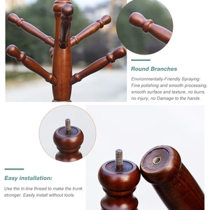 Modern design wooden coat <b>stand</b> dark walnut with tripod base vintage entryway customized options - Product Image 4