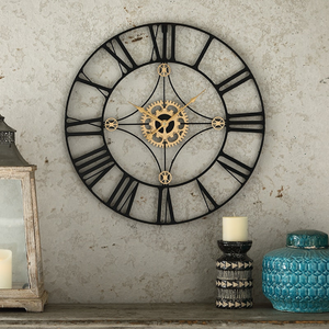Horloge murale en métal texturé motif paon, ajoute une touche professionnelle et organisée aux bureaux et aux espaces de travail, magnifiquement conçue par ARTISTIQUE. - Product Image 6