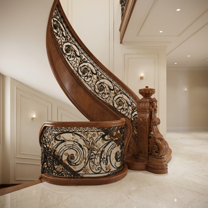 Barandilla de Escalera Victoriana de Hierro Fundido KHP con Balaustres de Hierro Fundido y Detalles Dorados, Resistente al Óxido, para Pasillos Interiores de Hoteles - Product Image 5
