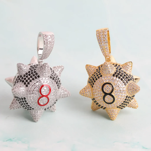 Mens Hip Hop Football 8 Pendant Necklace <b>Iced</b> <b>Out</b> Sports Number Charm Bling <b>Chain</b> Streetwear Fashion Jewelry Accessories Gift - Product Image 1
