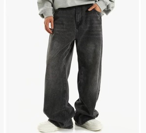 Jeans de Mezclilla Holgados Vintage Personalizados para Hombre, Jeans de Mezclilla Apilados de Alta Calidad, Jeans Holgados de Mezclilla para Hombre con Logotipo - Product Image 1