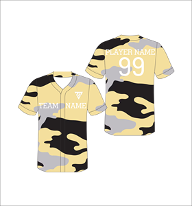 <b>Custom</b> Sublimated Baseball Jersey V-Neck Short Sleeve Adult Unisex Moisture Wicking Camouflage Print All Seasons - Product Image 3