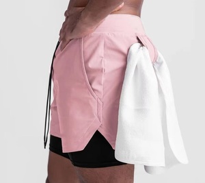 Custom <b>Men</b> <b>Pink</b> Color Woven Mid Casual Waterproof Breathable Anti-Wrinkle Quick Dry Compression Gym <b>Shorts</b> Athletic Gym Running - Product Image 1
