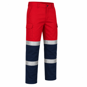Custom Logo Mens Industrial Workwear Pants Reflective Tape Dual <b>Cargo</b> Pockets Two Tone Safety Trousers Custom Safety <b>Work</b> Pants - Product Image 3