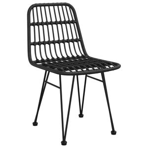 Ensemble de salle à manger de jardin en polyrotin noir, acier et verre trempé, taille standard - Product Image 5