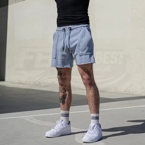 กางเกงขาสั้นลำลองผู้ชาย RUICHI ผ้าฝ้ายถัก ระบายอากาศได้ดี ผ้าฟลีซด้านหน้า ทรงหลวม มีเชือกผูกเอว ความยาว 4 นิ้ว เหมาะสำหรับออกกำลังกาย วิ่ง - Product Image 6