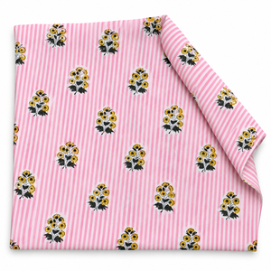 Tissu en voile de coton tissé léger imprimé à la main Pinksa, 90 GSM, largeur 43/44 pouces, motif floral unisexe, fil 60S/60S, en stock - Product Image 6