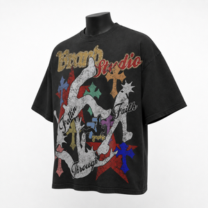 T-shirt Streetwear Homme Oversize Vintage Délavé 100% Coton 280g, Vierge, Grammage Lourd, Fabricant OEM ODM - Product Image 3
