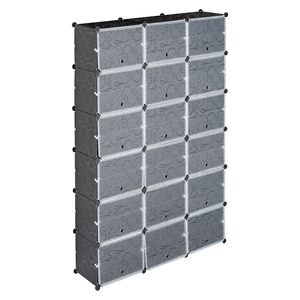 Portascarpe portatile a 12 livelli da 72 paia Organizer 36 griglie a torre portaoggetti con tacco espandibile stivali pantofole nere - Product Image 4