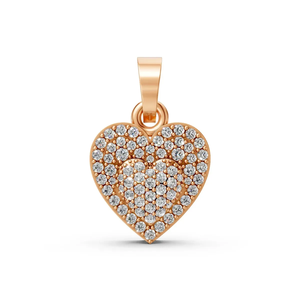 Collier pendentif cœur en diamant de laboratoire, or jaune 14 carats plaqué rhodium, double couche, diamant taille brillant pavé, cadeau pour femme, bijou raffiné - Product Image 1