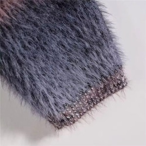 Pull en tricot rayé pour homme, col rond, manches longues, épais et chaud, décoré de fourrure acrylique, anti-boulochage, pour l'hiver, style décontracté - Product Image 3