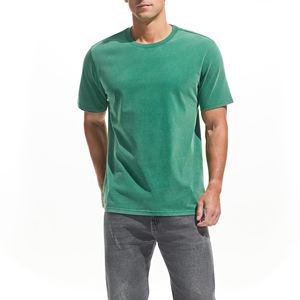 T-shirts pour hommes de grande taille en coton 100% de haute qualité 180 g/m², impression, broderie, t-shirt uni surdimensionné unisexe, t-shirt à col contrasté - Product Image 1