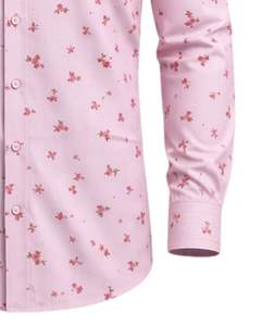 Chemise habillée rose à imprimé floral personnalisée pour homme, coupe ajustée, boutonnée, manches longues, décontractée, pour soirée, en mélange de coton, personnalisable OEM ODM, haut de gamme - Product Image 6