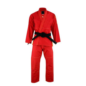 <b>Red</b> Judo Gi Uniform Adult Unisex 100 Cotton Durable Martial Arts Wear with Black <b>Belt</b> Left Sleeve Logo - Product Image 5