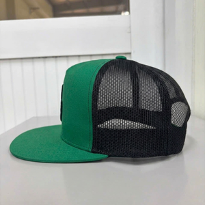 OEM Custom Logo Trucker Cap 3D Puff Embroidery Green Mesh Back <b>Flat</b> Brim Snapback <b>Hat</b> for Outdoor Hunting Wholesale OEM - Product Image 2