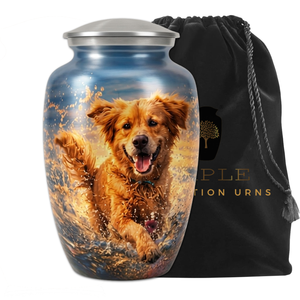 Golden Retriever Dog Urn for Ashes Large Pet <b>Memorial</b> <b>Keepsake</b> Aluminum Eco-Friendly Customizable Design Durable 220 Funeral - Product Image 2