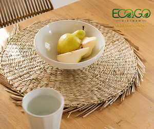 Eco2go Vietnam Eco-Friendly Braided Sedge <b>Table</b> <b>Mat</b> Handcrafted <b>Round</b> Seagrass Placemat Boho Decoration - Product Image 4