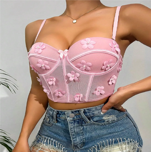 Soutien-gorge Corset Crop Top Push-up Sans Coutures Respirant à Motifs Floraux Tendance pour Femmes Grandes Tailles Amoureuses de la Mode Sexy - Product Image 1