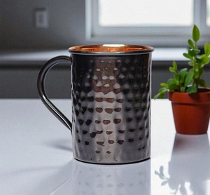 Craftsy Home – Nouvelle tasse Moscow Mule en cuivre pur martelé, artisanale, de luxe moderne, durable et de grande capacité, avec poignée - Product Image 1