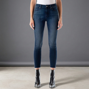 Jean en denim pour femme, coupe mi-longue ample, couleur unie, délavé, style décontracté, poches, tissu tricoté respirant, design simple - Product Image 3