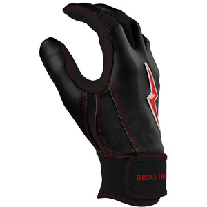 Bear Series Black Leather Short Cuff Adult <b>Baseball</b> Batting Glove Premium Grip <b>Baseball</b> Softball Hook Loop Closure Wrist Support - Product Image 3