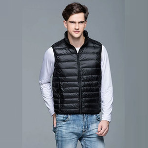 2026 Latest Wholesale High Quality Custom Made Mens Breathable <b>Canvas</b> Waterproof Windproof PU Leather Puffer Vest Winter Casual - Product Image 6