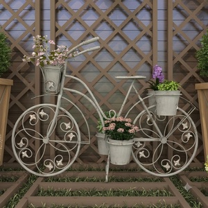 Vintage Wrought Iron Bicycle Plant Stand 3-Tier <b>Epoxy</b> Coated <b>Metal</b> Flower Pot Holder for Outdoor Garden Decor - Product Image 2