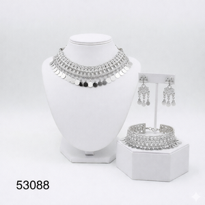 Elegante Juego de Collar y Pendientes de Mujer con Diseño de Hoja, Chapado en Oro y Circonitas, Cadena de Cuerda de 16 Pulgadas, Modelo 53087 - Product Image 2