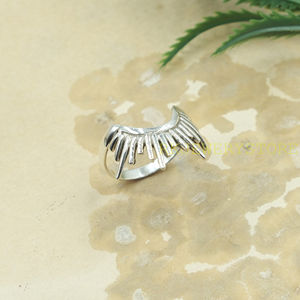 Anillo de Plata de Ley 925 con Alas de Ángel, Hecho a Mano, Diseño de Pluma, Banda Abierta Ajustable, Joyería Boho, Regalo para Mujeres, Hombres, Unisex - Product Image 4