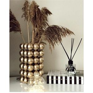 Florero de Metal Dorado de Lujo con Textura de Cuentas, Florero de Escritorio Moderno, Florero Decorativo de Hierro para Decoración de Mesa de Hogar, Hotel, Boda - Product Image 2