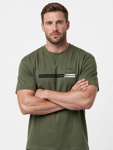 Oneten Apparel Men's <b>Olive</b> <b>Green</b> Short Sleeve O-Neck <b>T</b>-<b>Shirt</b> Casual Letter Print Tee - Product Image 2