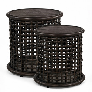 Mesa de centro negra, decoración boho, muebles de ratán sostenible, mesas auxiliares para sofá/cama, precio al por mayor - Product Image 4