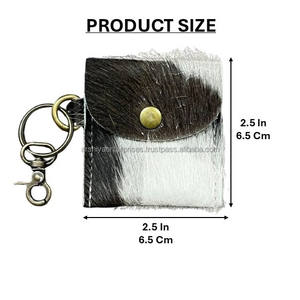 Hot Selling Handmade Hair On Cowhide <b>Leather</b> Coin Pouch With Snap Button Keychain Genuine <b>Leather</b> Mini <b>Wallet</b> Fashion Accessory - Product Image 2