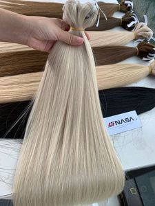 Venta al por mayor de la trama de la máquina de lujo de color claro Paquete de proveedor recto crudo vietnamita extensiones de cabello humano 60cm - Product Image 6