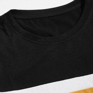 Ensemble décontracté homme : T-shirt rayé noir et short bermuda en coton tricoté respirant, taille à cordon de serrage, deux pièces 2026 - Product Image 3
