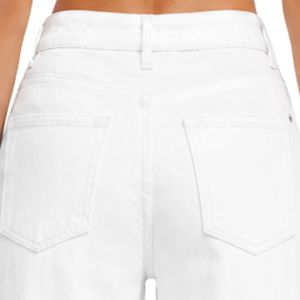 Jean large blanc et noir pour femme, taille haute, en denim bicolore, style décontracté streetwear, pantalon tendance coupe baggy - Product Image 4